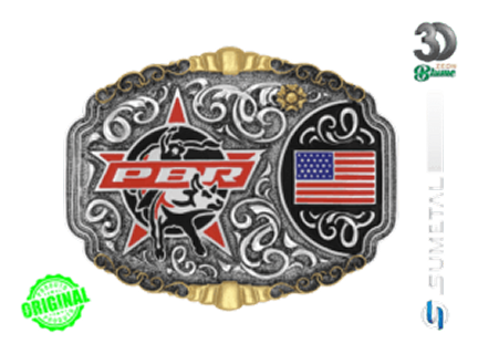 PD Fivela Country Masculina PBR Bandeira EUA