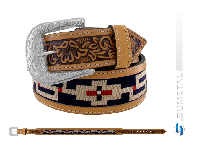 CT0210 Cinto Country Indígena Floral Caramelo Destacado