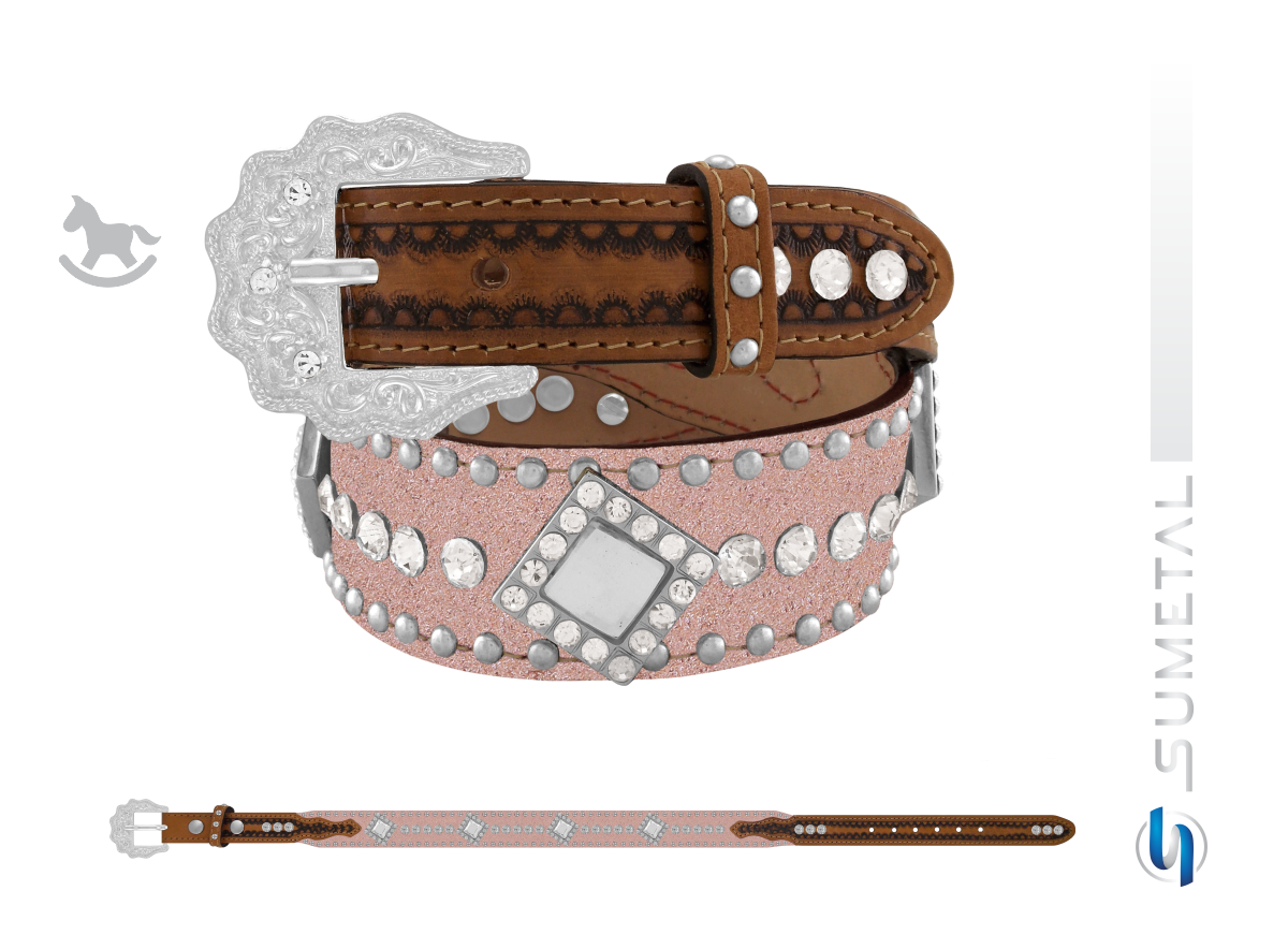 CT0205 Cinto Country Glitter Rose e Chaton Infantil