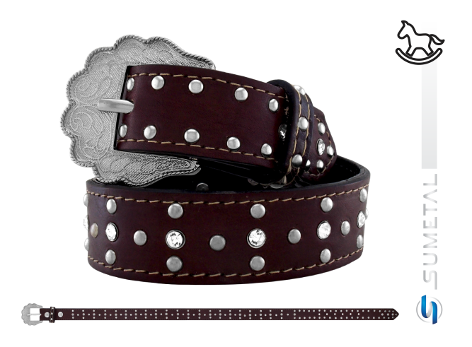 CT0069 Cinto Country Infantil Couro Café