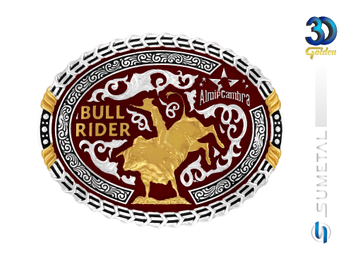 12288FJ PD Fivela Country Almir Cambra Touro Bull Rider Vermelha