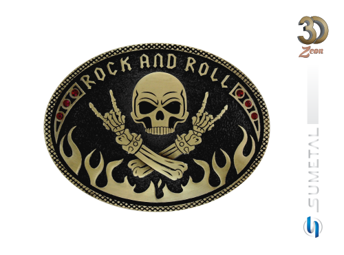 15583FJ OV Fivela Country Caveira Rock And Roll