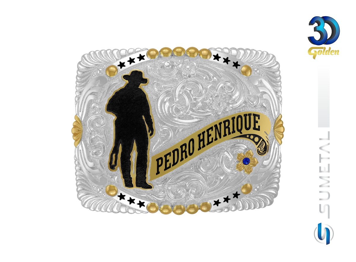 16405F PD Fivela Country Masculina Cowboy Gravação