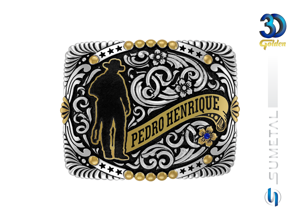 16405FJ PD Fivela Country Masculina Cowboy Gravação