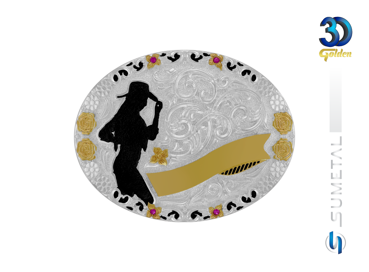16406F PD Fivela Country Feminina Cowgirl