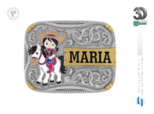 14475F ND Fivela Country Infantil Menina Nome Personalizado
