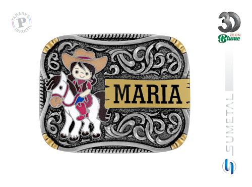 14475FE ND Fivela Country Infantil Menina Nome Personalizado