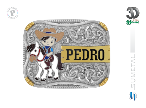 14476F ND Fivela Country Infantil Menino Nome Personalizado