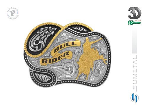 12487F ND Fivela Country Infantil Touro Bull Rider