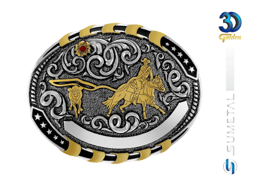 15495FE PD Fivela Country Laço Comprido Masculina com Strass