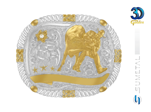 14422F PD Fivela Country Masculina Bulldog com Strass