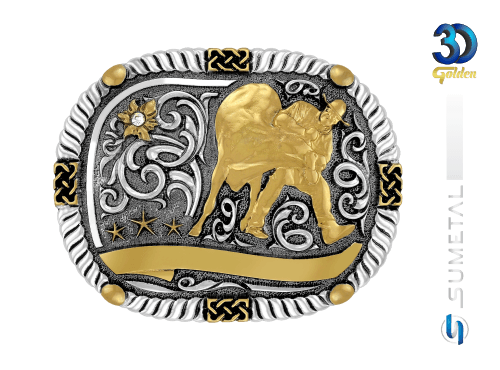 14422FE PD Fivela Country Masculina Bulldog com Strass