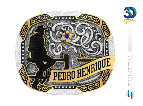 14461FE PD Fivela Country Masculina Cowboy Gravação