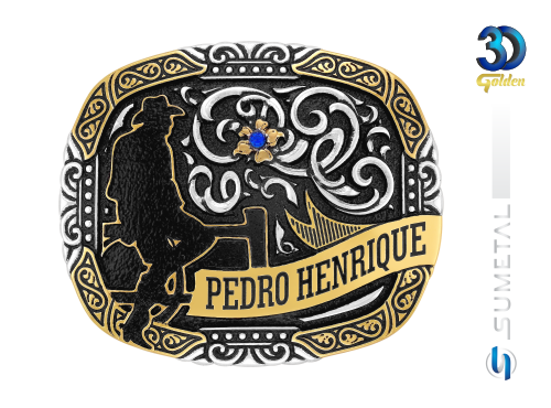 14461FJ PD Fivela Country Masculina Cowboy Gravação