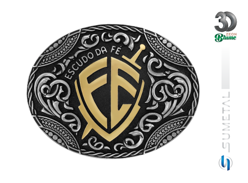 13511FJ ND Fivela Country Masculina Escudo Da Fé