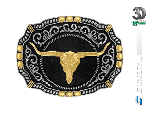 14129FJ ND Fivela Country Masculina Longhorn