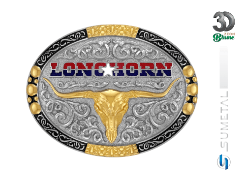 14130F ND Fivela Country Masculina Longhorn Bandeira Texas