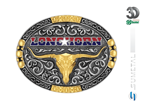 14130FE ND Fivela Country Masculina Longhorn Bandeira Texas