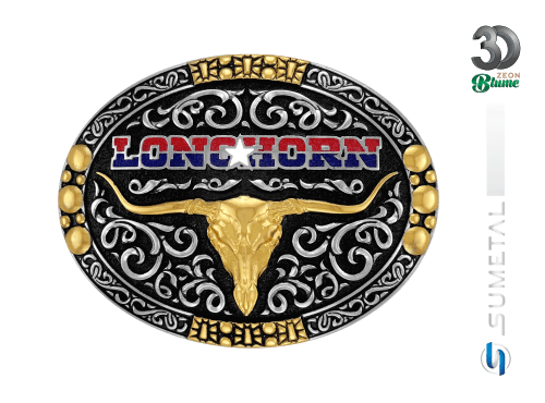 14130FJ ND Fivela Country Masculina Longhorn Bandeira Texas