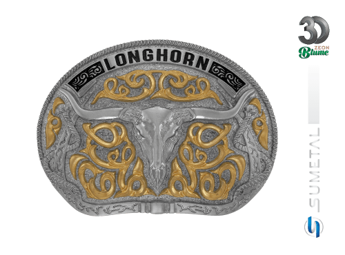 15288F PVD Fivela Country Masculina Longhorn