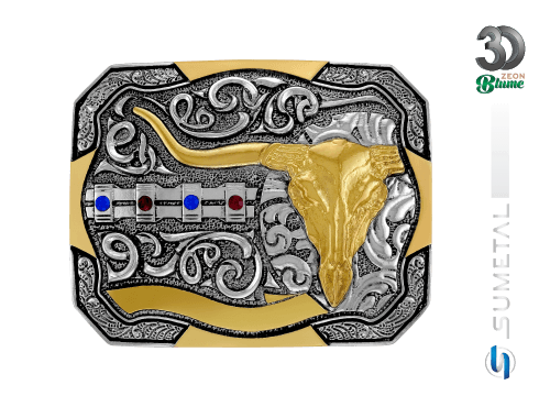 15310FE ND Fivela Country Masculina Longhorn Strass