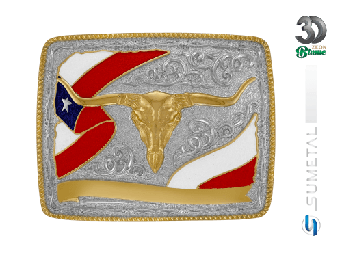 15493F ND Fivela Country Masculina Longhorn Bandeira Texas