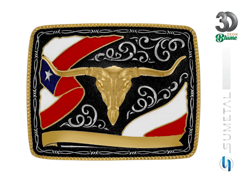15493FJ ND Fivela Country Masculina Longhorn Bandeira Texas