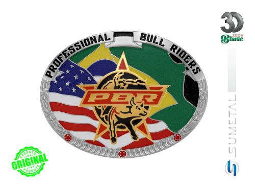 12084FJ ND Fivela Country Masculina PBR Bandeira Brasil