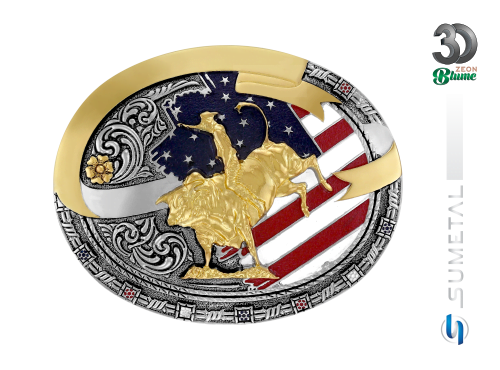 14323FE ND Fivela Country Touro Bandeira