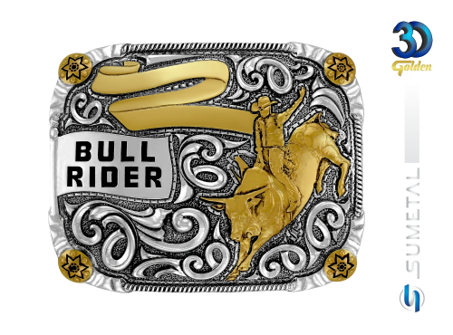 12325FE PD Fivela Country Masculina Touro Bull Rider