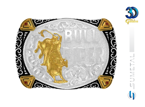 12346F PD Fivela Country Masculina Touro Bull Rider