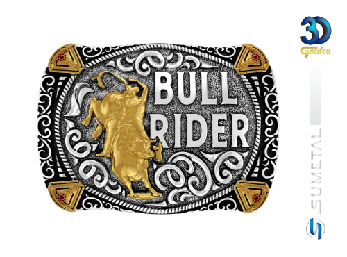 12346FE PD Fivela Country Masculina Touro Bull Rider