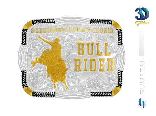 12389F PD Fivela Country Masculina Touro Bull Rider 8 Segundos Para Gloria