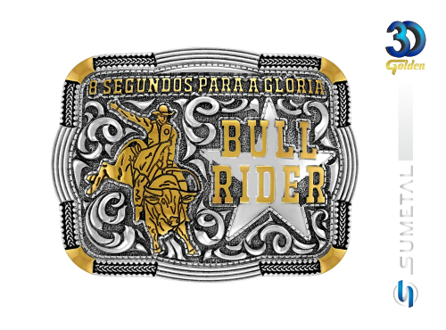 12389FE PD Fivela Country Masculina Touro Bull Rider 8 Segundos Para Gloria