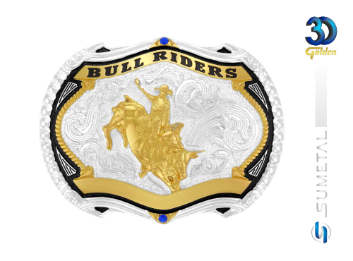 12390F PD Fivela Country Masculina Touro Bull Riders com Strass