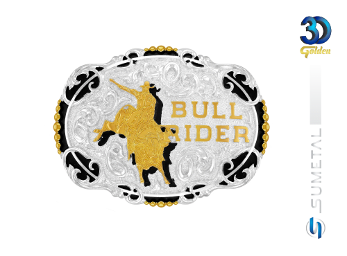 12458F PD Fivela Country Masculina Touro Bull Rider