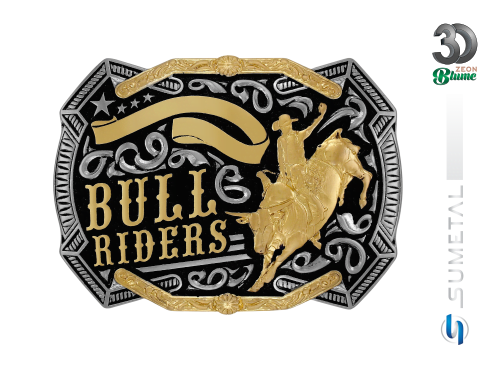 14418FJ PVD Fivela Country Masculina Touro Bull Rider