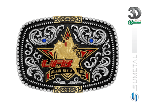14267FJ ND Fivela Country Masculina UFB Ultimate Fighter Bulls
