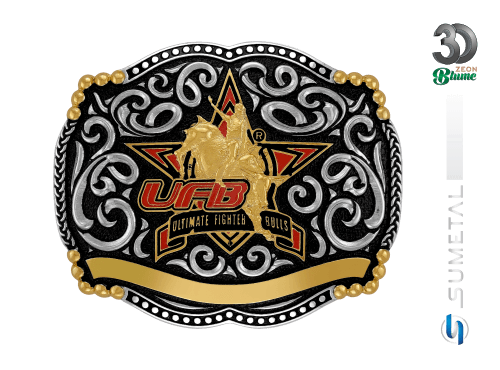 15564FJ ND Fivela Country Masculina UFB Ultimate Fighter Bulls