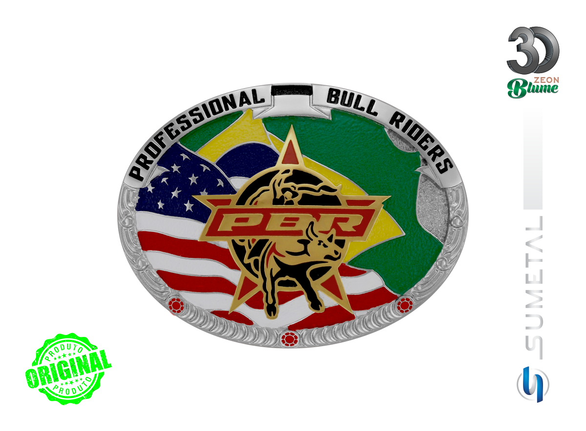 16583F ND Fivela Country Masculina PBR Bandeira BrasilxEUA