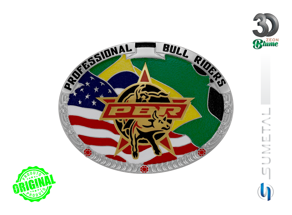 16583FJ ND Fivela Country Masculina PBR Bandeira BrasilxEUA