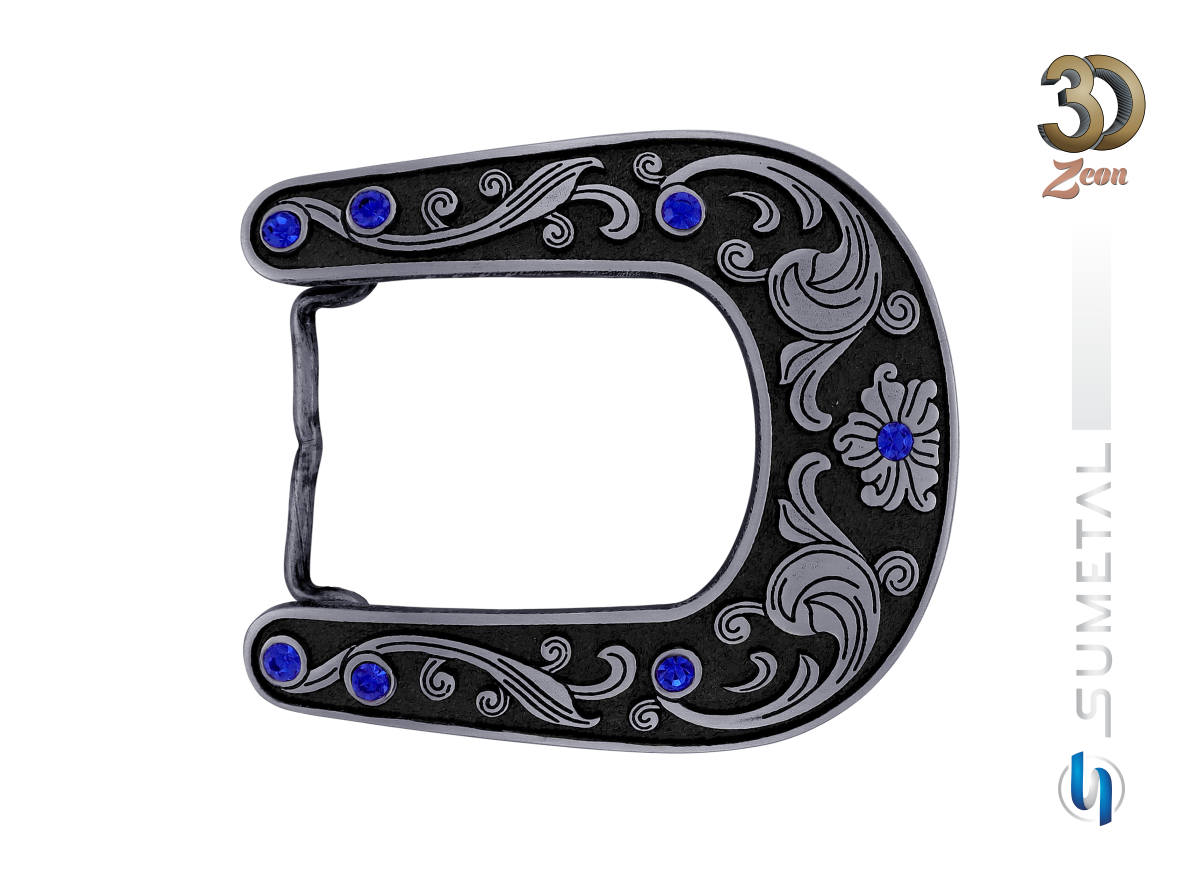 16294F PV Fivela Country 7 Strass Azul Safira