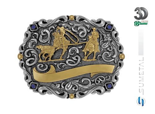 12761FE ND Fivela Country Team Roping Masculina