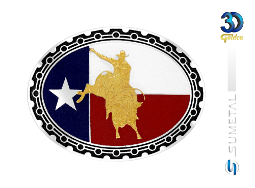 15567F PD Fivela Country Touro Bandeira Texas