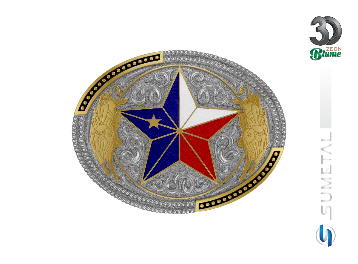15681F ND Fivela Country Touro Bandeira Texas