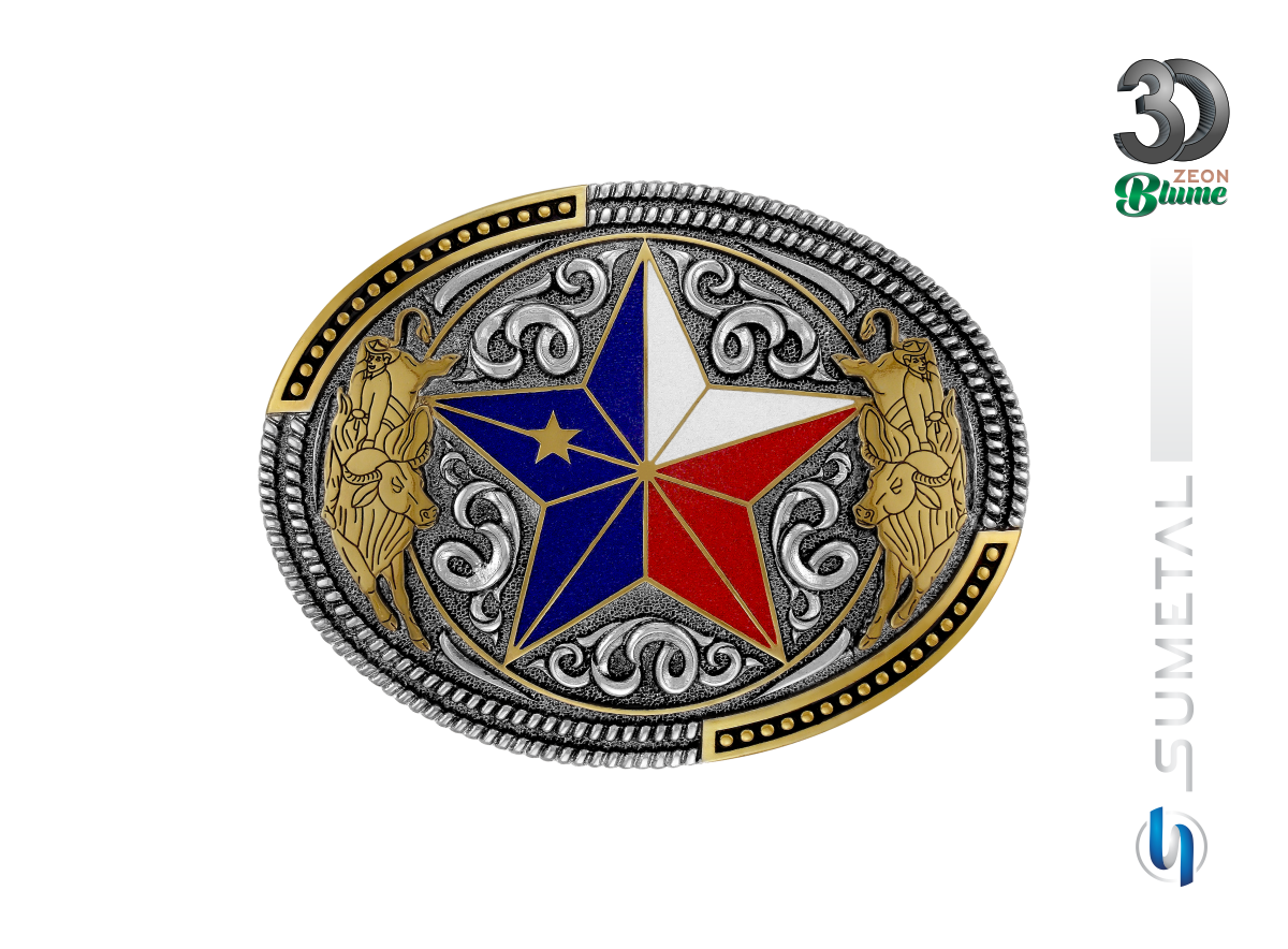 15681FE ND Fivela Country Touro Bandeira Texas
