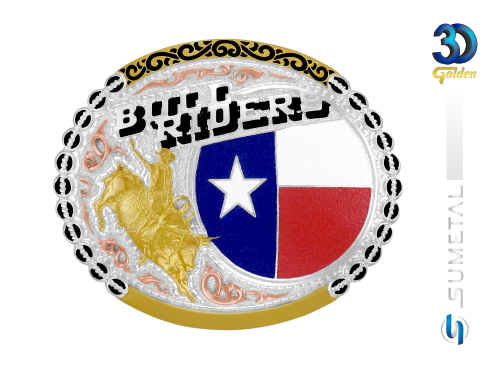 12860F PDC Fivela Country Touro Bandeira Texas Bull Riders